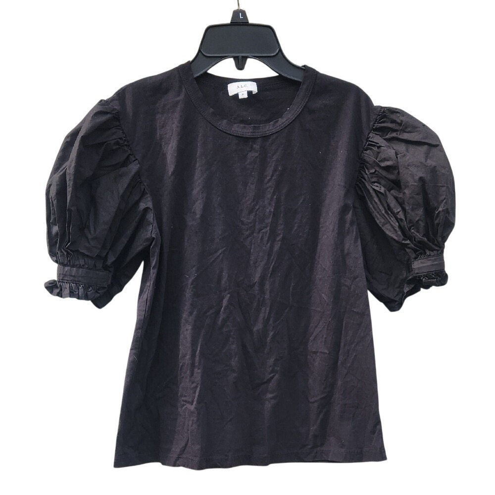 A.L.C. Puff Sleeve Black Poplin Cotton Luxury Medium Capsule Feminine Elevated